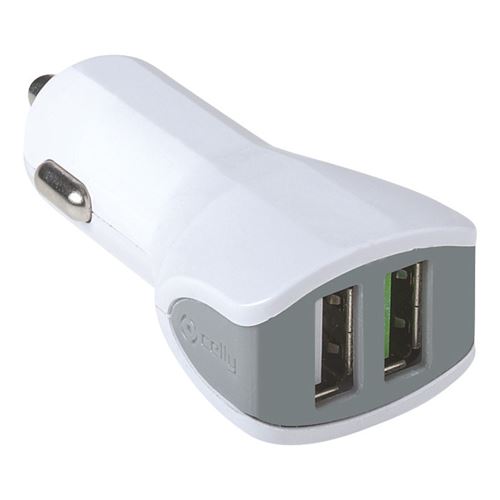 Celly chargeur de voiture double USB(12/24V 3.4A) blanc