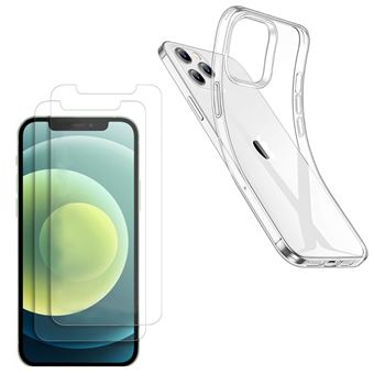 Coque IPhone 12 Pro Max Transparente + 2 Verres Trempés - Housse Silicone TPU Mince, Protection Magnétique