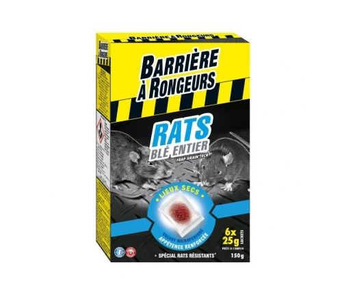 Barriere a rongeurs appat sur cereales pour rats - special lieux secs - 150 g
