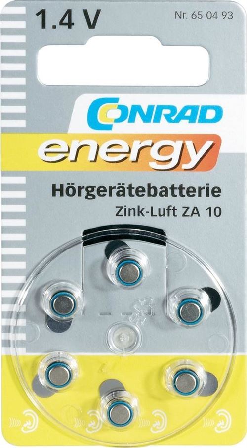 6 piles bouton ZA10 zinc-air 1,4V 100 mAh Conrad Energy