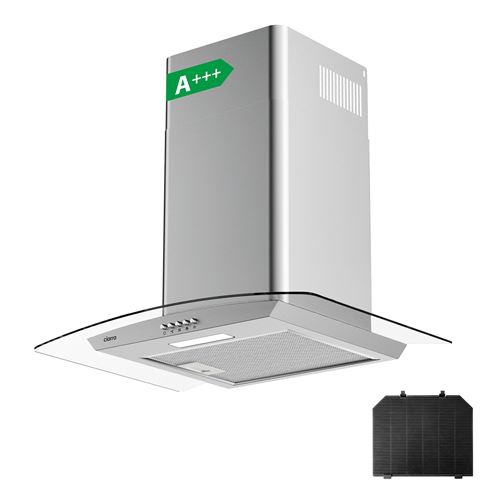 61 99 sur 506ss60 hotte 60cm 650m3 h filtre a charbon classe a 3 vitesses cheminee extensible recyclage ou evacuation inox hotte decorative murale achat prix fnac