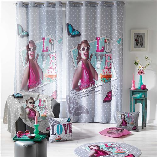 rideau a oeillets 140 x 260 cm microfibre imprimee jessy
