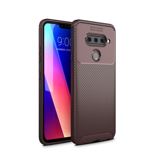 Coque en TPU fibre de carbone marron pour votre LG V40 ThinQ