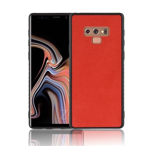 Coque en TPU combo en tissu velours enduit rétro rouge pour votre Samsung Galaxy Note9 SM-N960