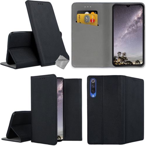 Housse portefeuille avec coque intérieure en silicone pour Xiaomi Mi 9 SE - film ecran inclus - NOIR MAGNET