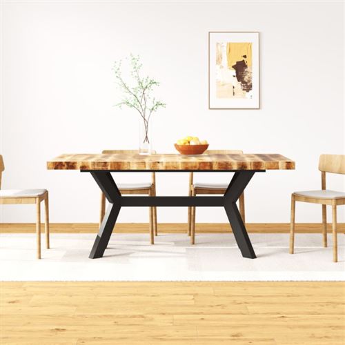 Vidaxl Brun Table De Salle À Manger Bois De Manguier Solide Et Acier 180 Cm