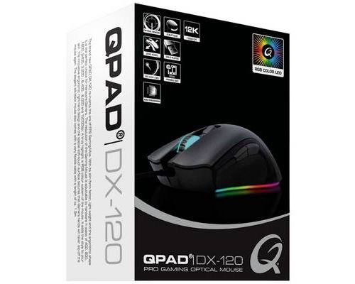 Souris de gaming QPAD DX120 filaire optique éclairé noir, RVB