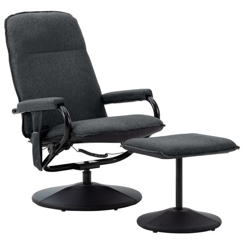 vidaXL Fauteuil de massage inclinable et repose-pied Gris foncé Tissu
