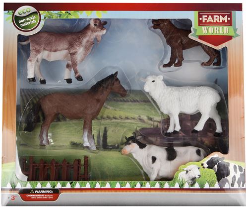 Farm World animaux de ferme avec clôture junior 12 cm 6-part