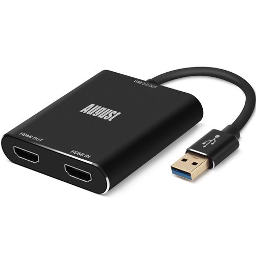Carte Acquisition Vidéo Audio HDMI 1080p 60fps Full HD Capture Gaming – August VGB500 - Grabber Plug & Play HDMI vers USB 3.0, Enregistrement et Stream Jeu Vidéo sur Twitch pour PS5 PS4 XBOX Switch Compatible PC, Mac, Linux, Chrome
