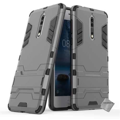 Housse etui coque rigide anti choc pour Nokia 8 avec film ecran - GRIS