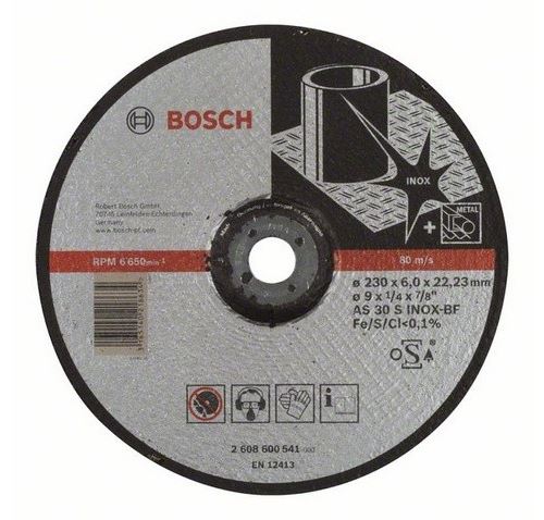 Meule Expert à Ébarber Bosch à Moyeu Déporté Spécial Inox 230X6.0 Mm - 2608600541