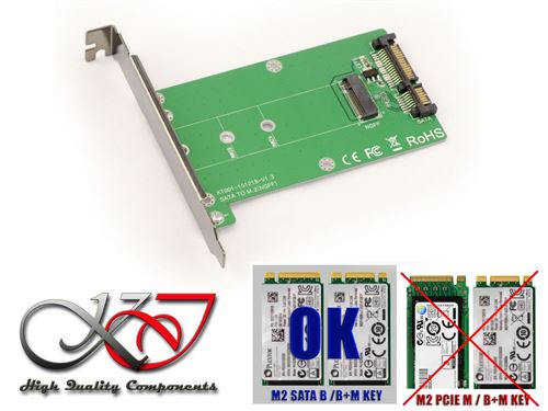 Adaptateur M2 (NGFF SATA) vers SATA Avec Equerre arrière