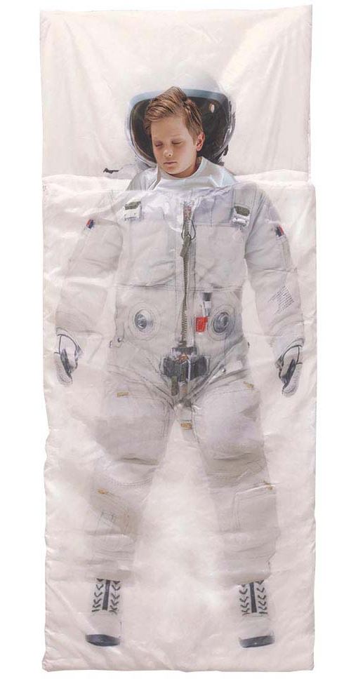The Home Deco Kids - Sac de couchage enfant 170 x 70 cm Astronaute - Blanc