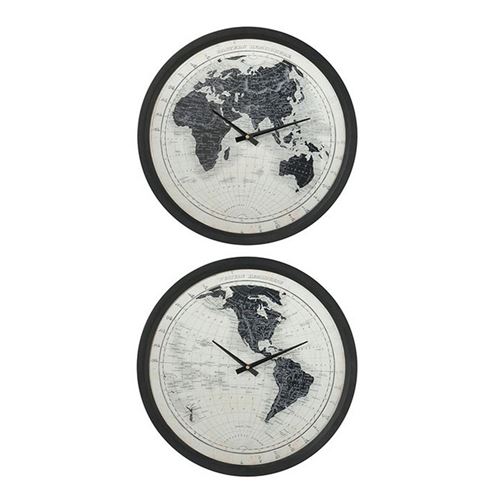 Lot de 2 horloges carte du monde - 77432 - J-LINE
