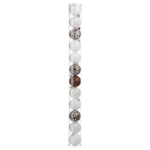 Kit de déco pour sapin de Noël - 12 Boules - Blanc, argenté et noir
