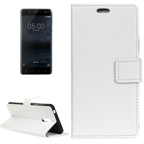 Nokia 5 Housse Etui Cuir PU Texture Litchi Blanc ALS54431