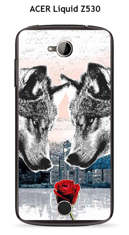 Coque TPU gel souple ACER Liquid Z530 design Cœur de loup