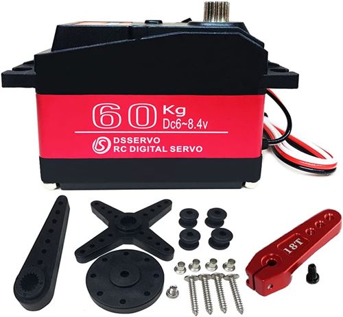 Servomoteur Numérique DS5160 7.4V 60KG Avec pignons 18T pour Robotique et Modèles de Voitures 180 Degrés de Rotation, Aluminium