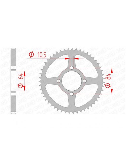Couronne AFAM 51 dents acier standard pas 428 type 14215
