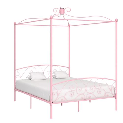 vidaXL Cadre de lit à baldaquin Rose Métal 180 x 200 cm