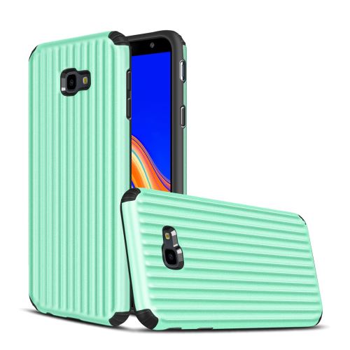 Coque en TPU valise en forme de antichoc hybride cyan pour votre Samsung Galaxy J4+