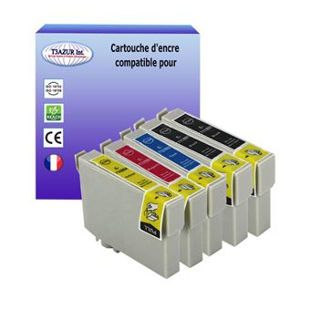 5 Cartouches Compatibles avec Epson Stylus DX4000, DX4050 remplace Epson T0711 T0712 T0712 T0714 - T3AZUR - 1