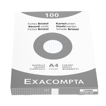 EXACOMPTA Fiches bristol, A4, quadrillé, blanc