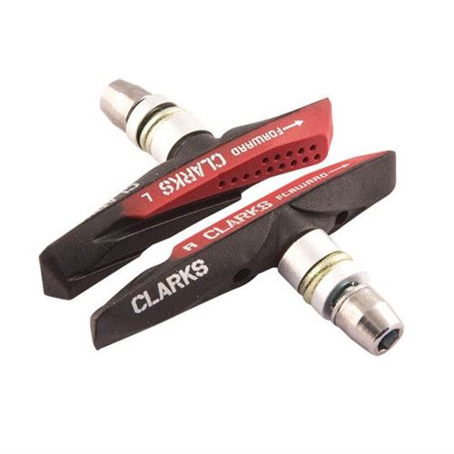 Porte patin vtt clarks a vis v-brake asymetrique bi-gomme 70mm noir/rouge (pr)