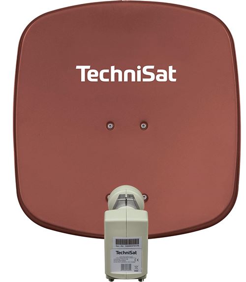 TechniSat 1445/8394 – DIGIDISH 45 – Satellite Offset – Miroir avec Support Mural et V/H LNB Universel + à Tuyau Mamelon Rouge