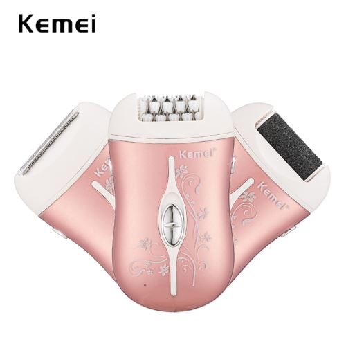 Kemei rechargeable 3 en 1 dame épilateur décapant électrique cheveux rasage retrait pour les femmes pied soin outil trimmer depilador