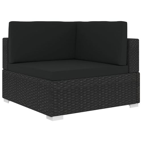 vidaXL Chaise d'angle sectionnelle avec coussins Résine tressée Noir