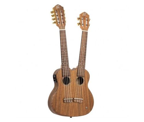 Ortega HYDRA ukulélé électro-acoustique double manche avec housse
