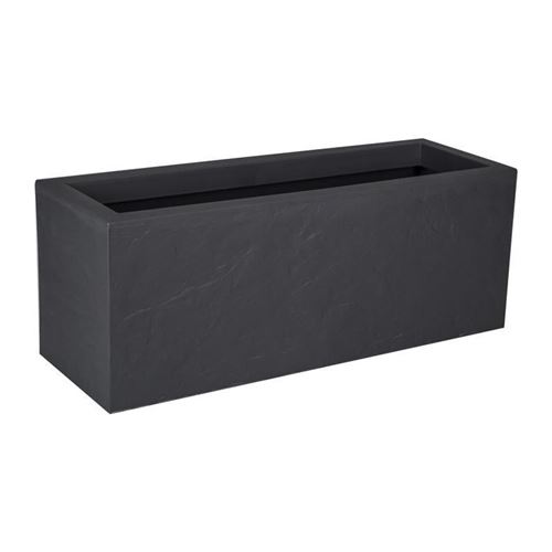 Jardinière rectangulaire EDA Volcania UP 57 L gris foncé aspect pierre semi-mat 79,5 x 29,5 x 29,5 cm