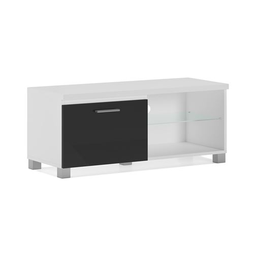 Home innovation - meuble de télévision led, meuble de salon, blanc et noir laqué, dimensions: 100 x 40 x 42 cm de profondeur.