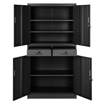 Tectake Armoire Metallique De Bureau De Rangement 2 Compartiments