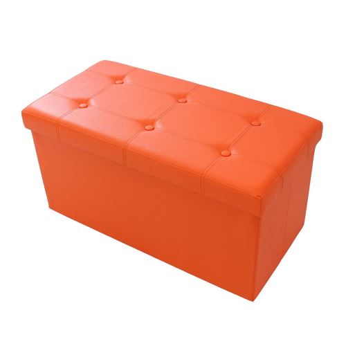 Todeco - Lederlook vouwbank, opvouwbare opslag Ottoman, Gestikte en getufte afwerking, 76 x 38 x 38 cm (29,9 x 15 x 15 inch), Rood, Maximale lading: 330 lbs