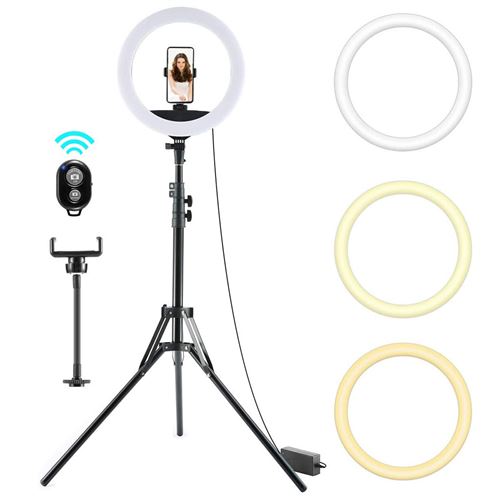 Anneau lumineux de 18 pouces avec trépied réglable et support pour téléphone