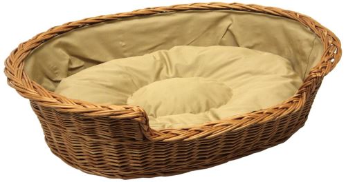 Prestige Panier en osier avec coussin pour chien, beige, 85 x 67 cm