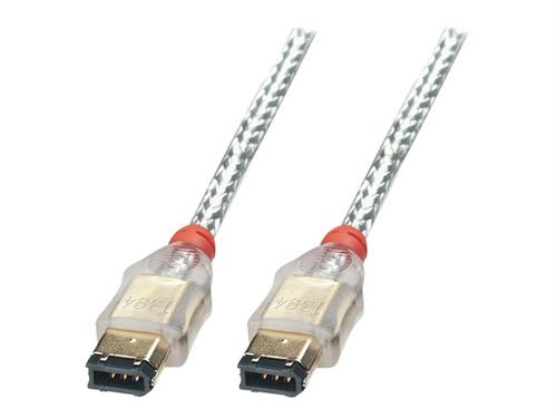 Lindy Premium - IEEE 1394-kabel - 6-PIN FireWire (M) naar 6-PIN FireWire (M) - 1 m - gevormd - transparant
