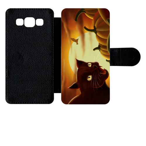 Etui À Rabat Samsung Galaxy A5 Chat Noir Citrouille