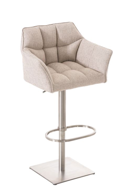Tabouret de bar Damaso en Tissu , Ivoire/Acier inoxydable