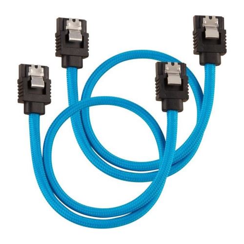 corsair corsair premium sleeved sata-kabel 30cm - blau noir