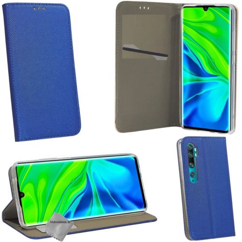 Housse portefeuille avec coque intérieure en silicone pour Xiaomi Mi Note 10 - verre trempe inclus - BLEU MAGNET