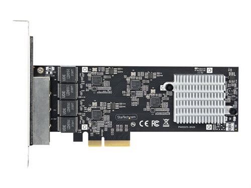 StarTech.com Carte Réseau PCIe à 4 Ports 2,5 Gbps NBASE-T, Intel I225-V - Adaptateur réseau - PCIe 2.0 x4 - Ethernet 10M/100M/1G/2,5 Gigabit x 4 - noir