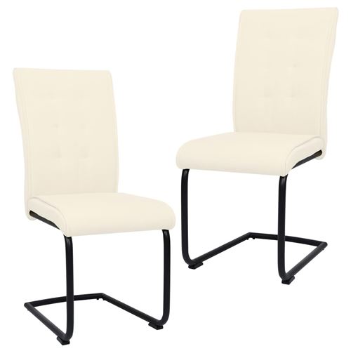 vidaXL Chaises de salle à manger cantilever 2 pcs Crème Tissu