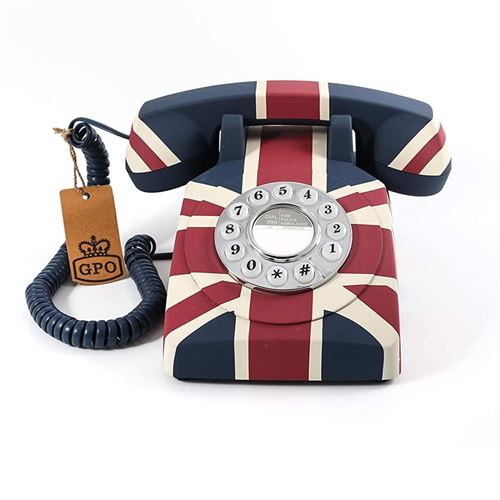 Gpo 746 push drapeau anglais - téléphone fixe rétro bouton poussoir