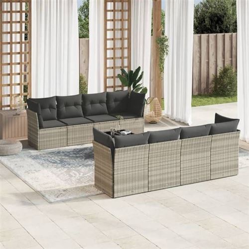 Non Communiqué Gris Salon De Jardin Modulable Vidaxl Resine Tressee 9 Pieces X 234 X 69
