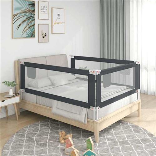 vidaXL Barrière de sécurité de lit d'enfant Gris foncé 190x25 cm Tissu10232