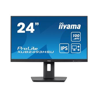 iiyama ProLite XUB2493HSU-B7 - Écran LED - 24" - 1920 x 1080 Full HD (1080p) @ 100 Hz - IPS - 250 cd/m² - 1300:1 - 1 ms - HDMI, DisplayPort - haut-parleurs - noir mat - 1